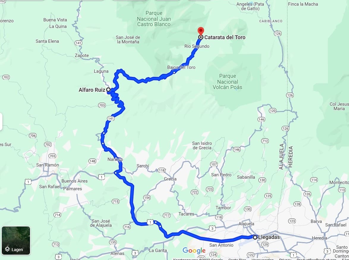 Route to Catarata Del Toro