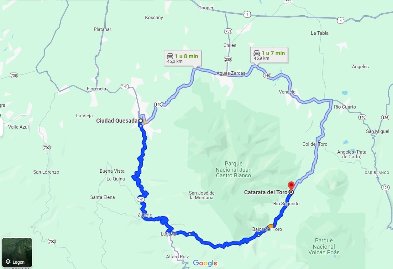 Route to Catarata Del Toro